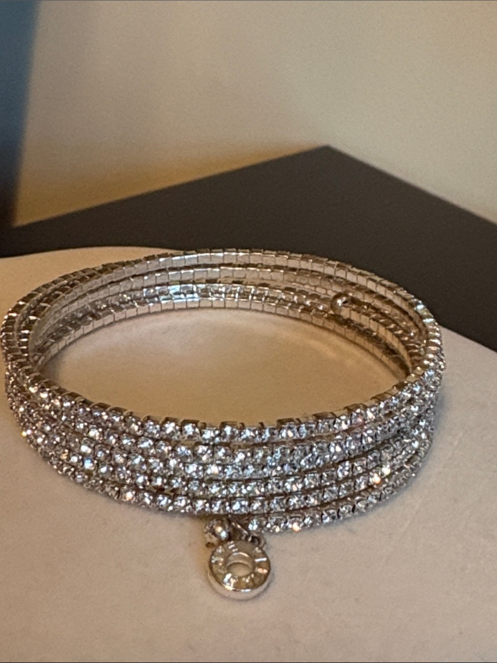 Anne Klein Crystal Multi-Row Wrap Bracelet with Charm